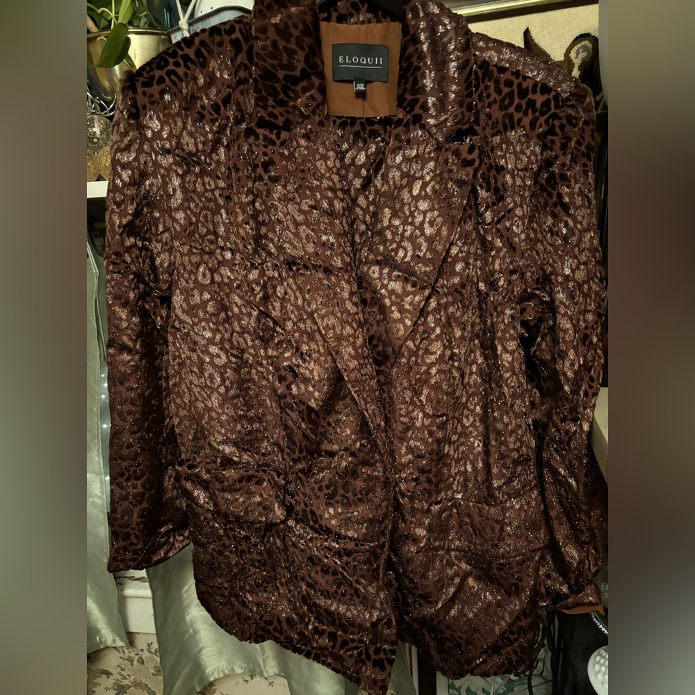 Eloquii Velvet Leopard 2 Pc Suit Jacket & Pants 14/16 - Picture 3 of 8